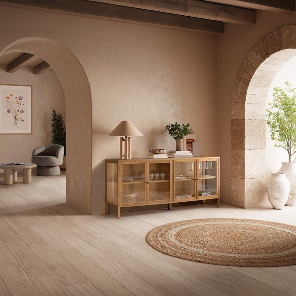 Vitriinkapp tammepuust naturaalses värvitoonis 180x80x40 cm Ceci - MOME-image-1