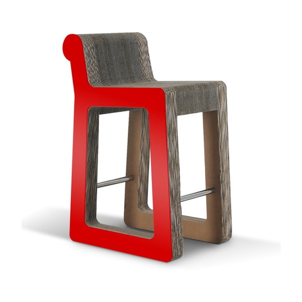 Barová kartonová židle Knob Stool Red