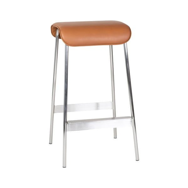 Konjakipruun hõbedast kunstnahast baaritoolid 2 tk (istme kõrgus 75 cm) Avenue - Hübsch-image-2