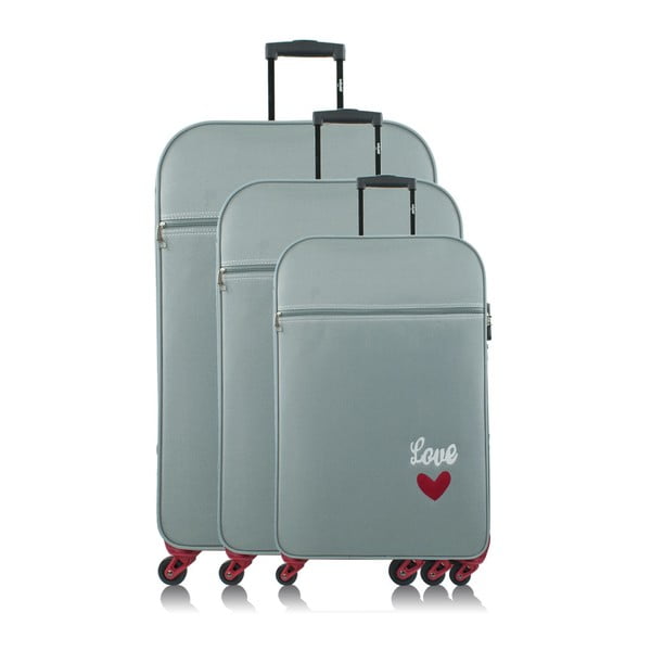 Sada 3 světle modrých cestovních kufrů na kolečkách INFINITIF Love