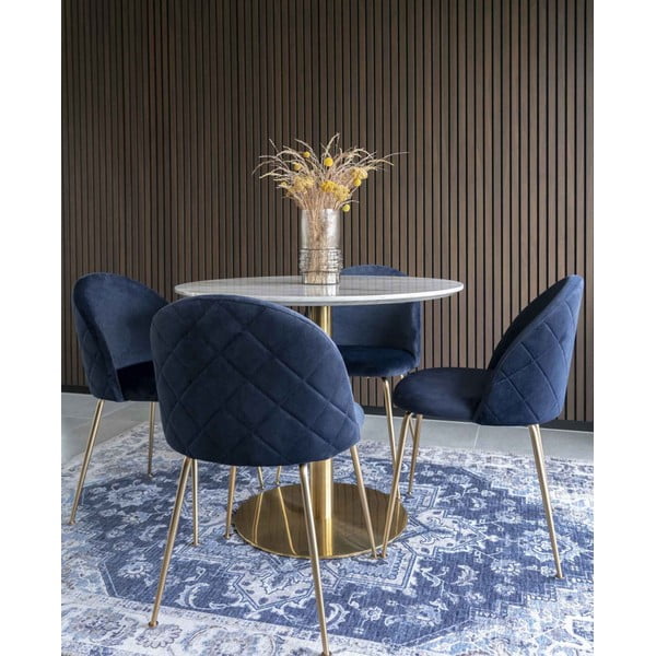 Sinised-kuldsed sametist söögitoolid 2 tk komplektis Geneve – House Nordic-image-1