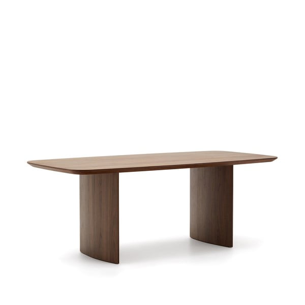 Pruun söögilaud pähklipuu dekooriga 100x200 cm Litto - Kave Home-image-4