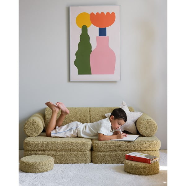 Roheline bukleekangast laste diivan 132 cm Settee - Wigiwama-image-4