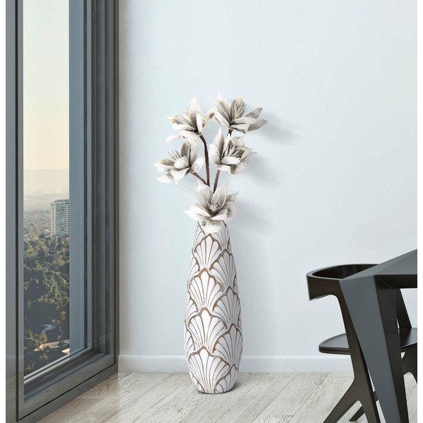 Valge kõrge polüresiinist vaas 55 cm Panama – Mauro Ferretti-image-1