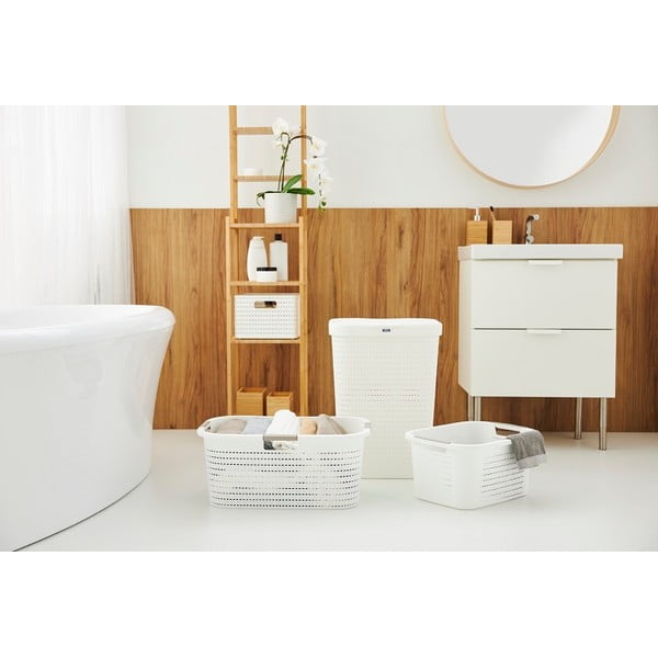 Valge plastikust pesukorv 55 l Country - Rotho-image-1