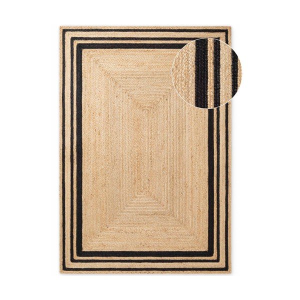 Must/naturaalne käsitsi kootud džuudist vaip 160x230 cm Jutta - Hanse Home