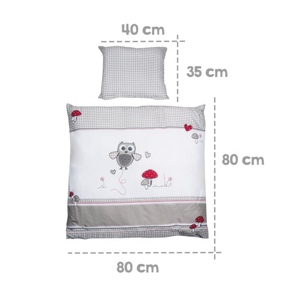 Valge/hall puuvillane beebide voodipesu 80x80 cm Adam & Eule - Roba-image-3