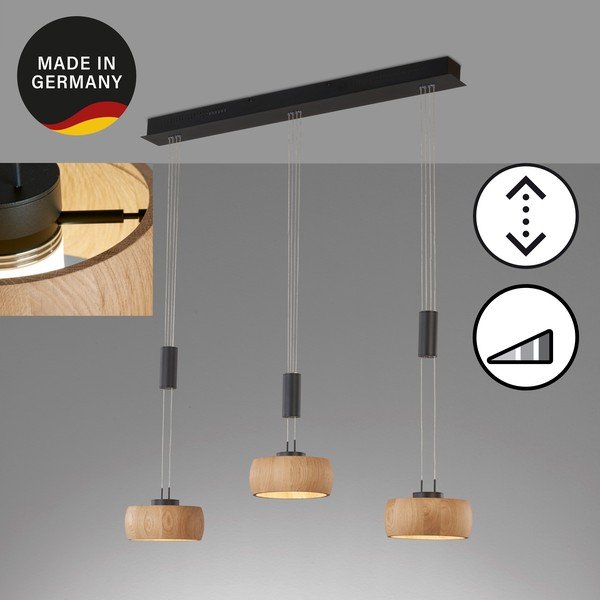 Must LED-rippvalgusti puidust varjuga Shine-wood - Fischer & Honsel-image-4