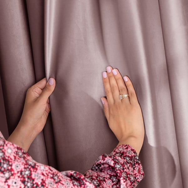 Helepruun sametist dimout-kardin 140 × 270 cm Pleat – Restilo-image-4