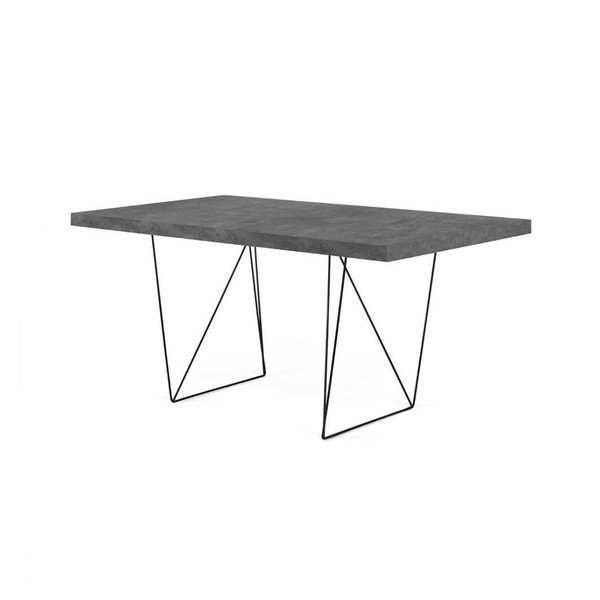 Betoonist töölaud musta alusega , 160 x 90 cm Multi - TemaHome
