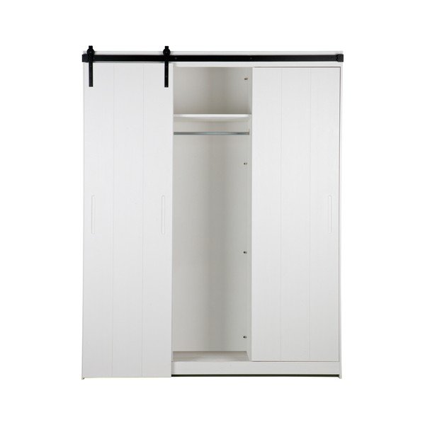 Bílá konstrukce skříně s posuvnými dveřmi WOOOD Luuk-image-3