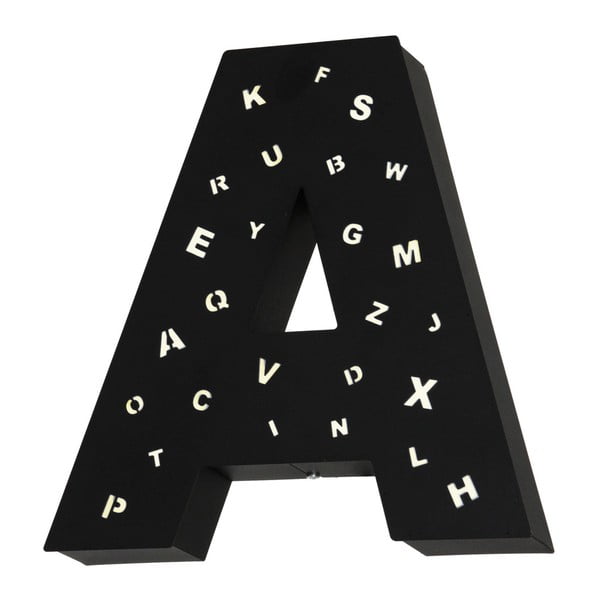 Černá světelná dekorace ve tvaru písmene Glimte Letter A