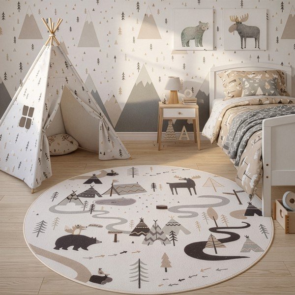 Kreemjas pestav lastevaip ø120 cm Coco 1135 - Ayyildiz Carpets-image-1