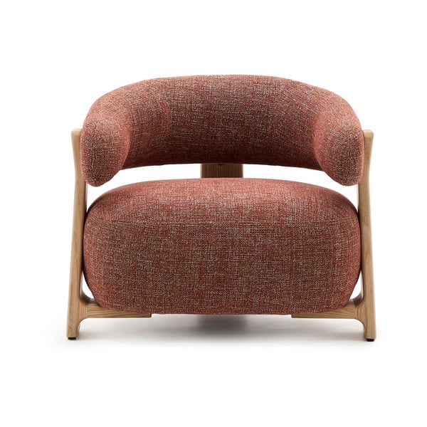 Terrakottapunane šenillist tugitool Granite - Kave Home-image-2