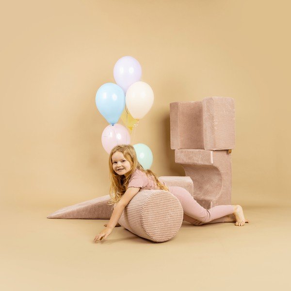 Roosa velvetist-vahtplastist mänguväljak 45x170x30 cm Montessori - Meowbaby-image-1