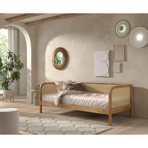 Tammepuidust üheinimesevoodi koos voodipõhjaga 90x200 cm Olive Captain Rotan - Vipack-image-1