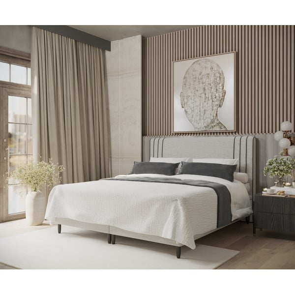 Helehall polsterdatud kaheinimese voodi koos panipaigaga 180x200 cm Musca - Maison de Rêve-image-1