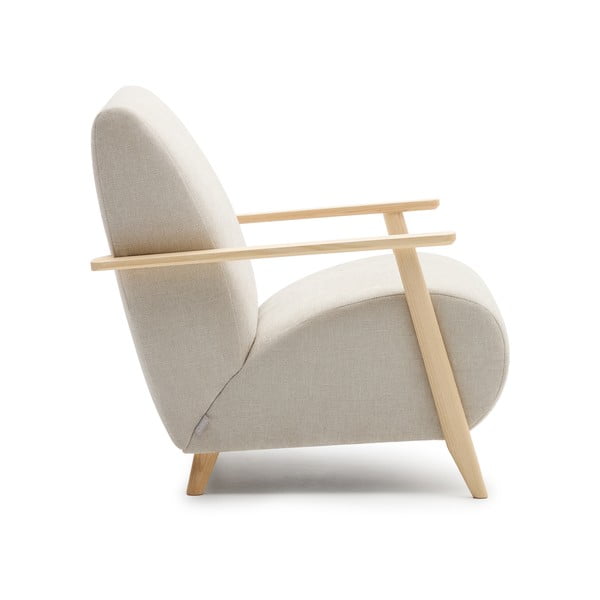 Beež-kreem šenillist tugitool Meghan - Kave Home-image-4