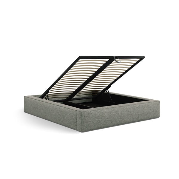 Roheline polsterdatud kaheinimesevoodi panipaigaga ja liistudest raamiga 200x200 cm Simon Olivia - Micadoni-image-4