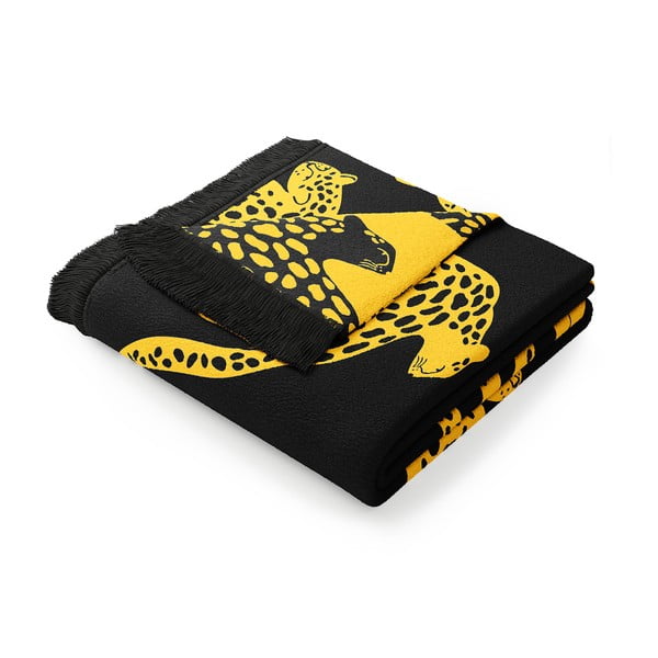 Kollane ja must puuvillasegu tekk , 150 x 200 cm Cheetah - AmeliaHome