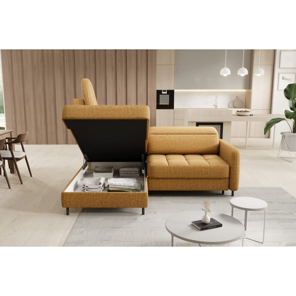 Kollane sametist lahtikäiv/sahtliga nurgadiivan (vasak nurk/L-kujuline) Barea – ELTAP-image-4