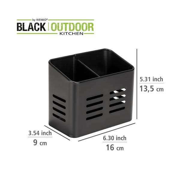 Metall söögiriistade ja salvrätikute hoidjad komplektis  2 tk Black Outdoor Kitchen Baco – Wenko-image-3