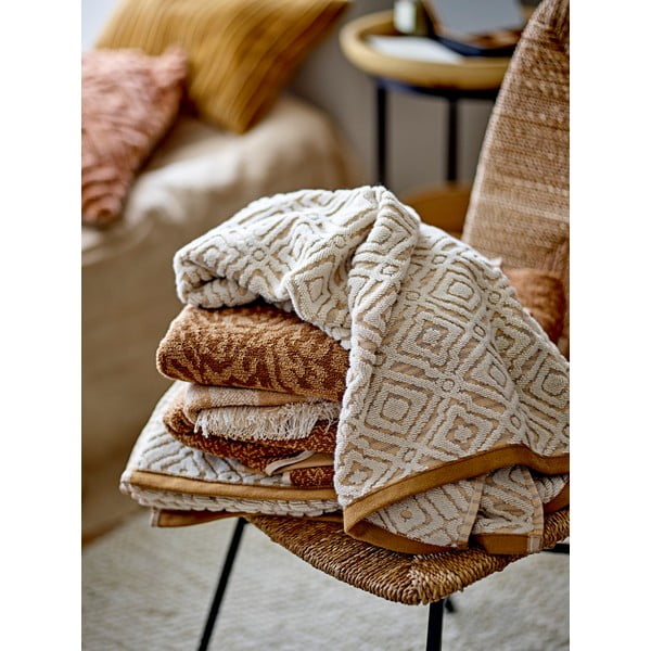 Sinepivärvi-kreem puuvillane rätik 140x70 cm Malou - Bloomingville-image-1