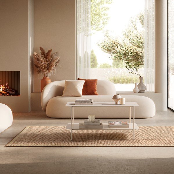 Kreemikas metallist kohvilaud 58x90 cm Beatrix - MOME-image-1