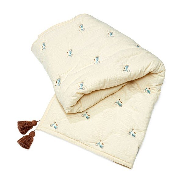 Punane/helekollane tepitud beebitekk orgaanilisest puuvillast 90x120 cm Bicycles - Cam Cam Copenhagen