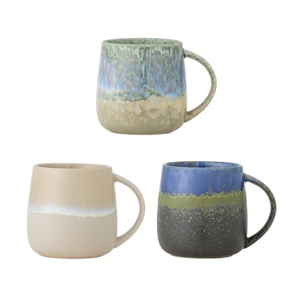 Sinised/beežid kivikeraamikast kruusid 3tk komplektis 460 ml Cloe - Bloomingville