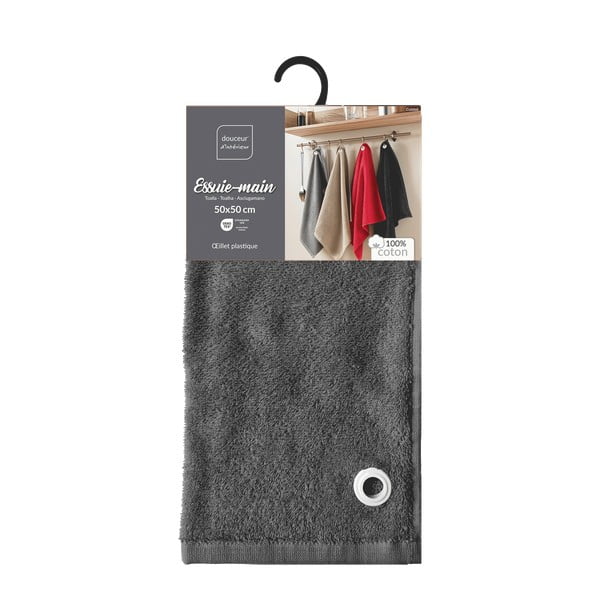 Tumehall frotee-puuvillane rätik 50x50 cm Cuistot - douceur d'intérieur-image-3