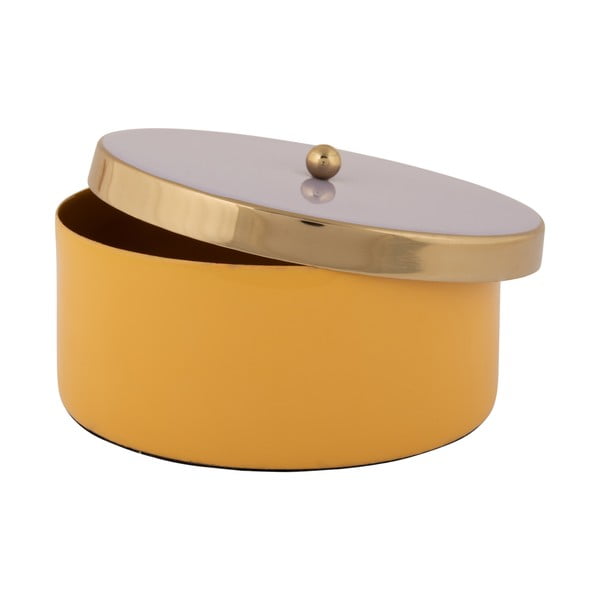Kollane dekoratiivne metallist hoiukarp ø 16x6 cm Double Funky - PT LIVING-image-3