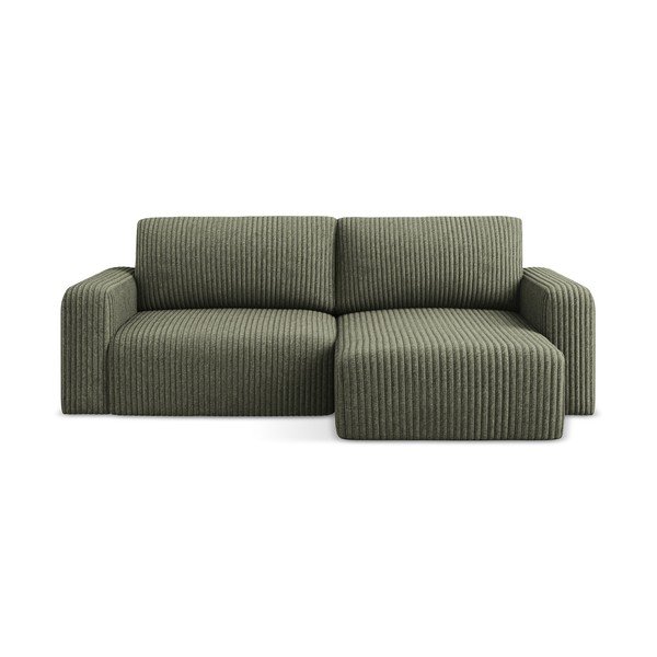 Roheline velvetist diivanvoodi/panipaigaga nurgadiivan (parempoolne nurk/diivanvoodiga) Kona - Makamii