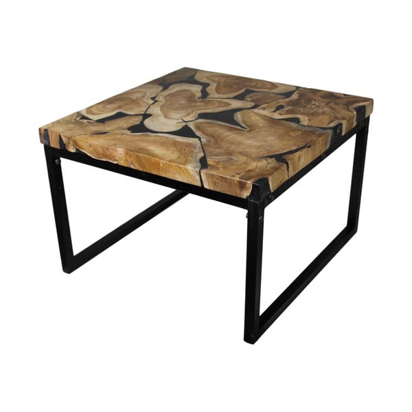 Konferenční stolek z kovu a teakového dřeva HSM collection Salon, 60 x 37 cm