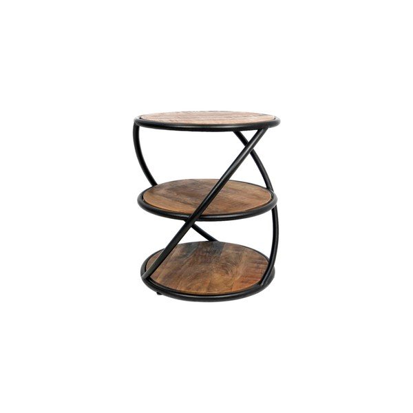 Příruční stolek z neopracovaného mangového dřeva HSM collection Tower, ø 43 cm