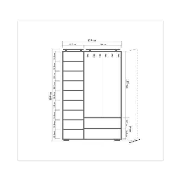 Hnědá předsíňová stěna se zrcadlem Síhirlí Tree, výška 195 cm-image-3