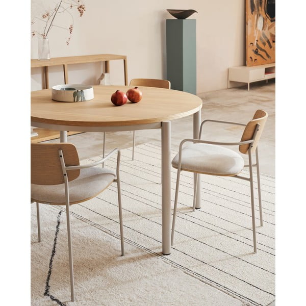 Ümmargune kokkupandav söögilaud naturaalsest tammepuidust ø 90 cm Montuiri - Kave Home-image-1