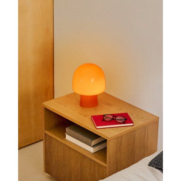 Oranž lauavalgusti klaasist varjuga (kõrgus 20 cm) Reig - Kave Home-image-1