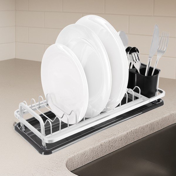 Mustvalge metallist nõudekuivatusrest 41,5x17 cm Deluxe - Orion-image-1