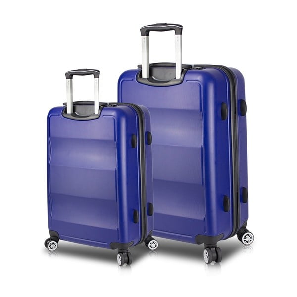 Sada 2 modrých cestovních kufrů na kolečkách s USB porty My Valice LASSO Large & Medium