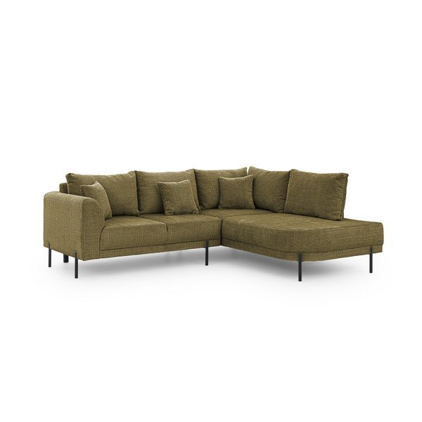 Roheline šenillist nurgadiivan (parem nurk/L-kujuline) Mauris - Ropez-image-2