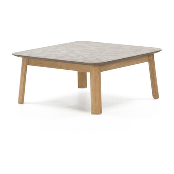 Šedý konferenční stolek z dubového dřeva PLM Barcelona, 80 x 80 cm