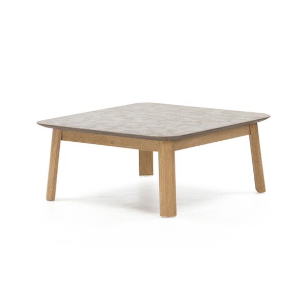 Šedý konferenční stolek z dubového dřeva PLM Barcelona, 80 x 80 cm