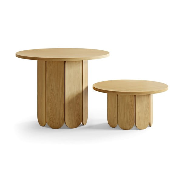 Ümmargune tammeplaadiga naturaalset värvi kohvilaud 78x78 cm Soft - Woodman-image-3