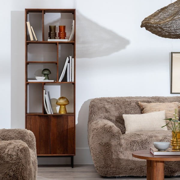 Pruun mangopuidust raamaturiiul 60x190x30 cm Sagara - Ixia-image-1