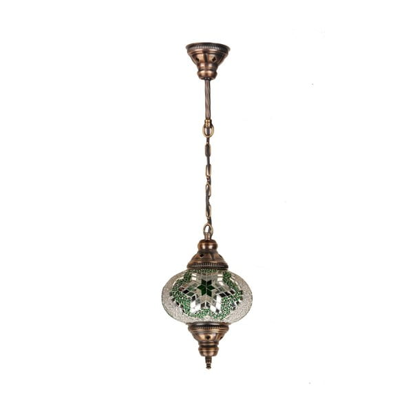 Skleněná ručně vyrobená závěsná lampa Delba, ⌀ 17 cm
