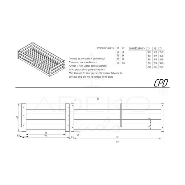 Männipuidust lastevoodi 70x160 cm Mila CPD - Adeko-image-3