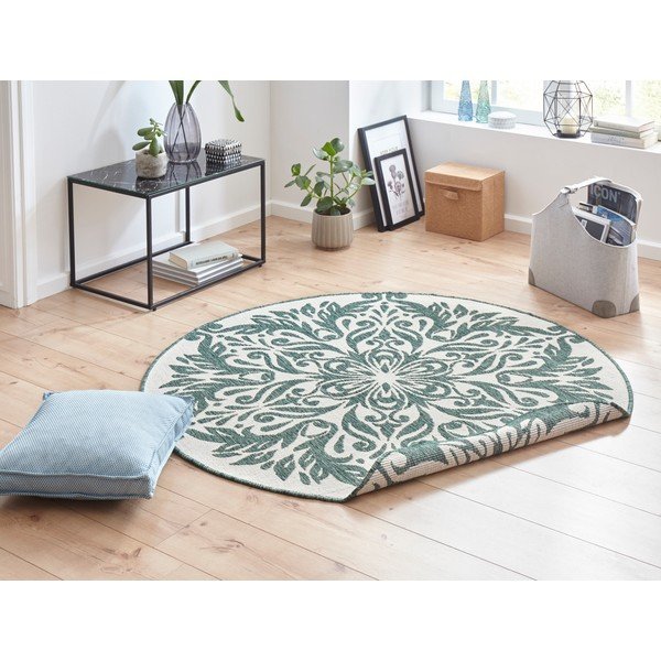 Roheline ja kreemikas õuevaip , ⌀ 140 cm Madrid - NORTHRUGS-image-4