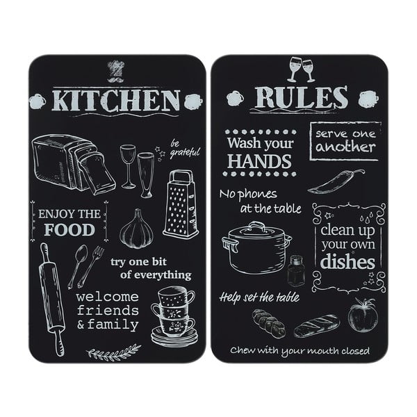Karastatud klaasist pliidikatted 2tk komplektis 52x30 cm Kitchen Rules - Maximex