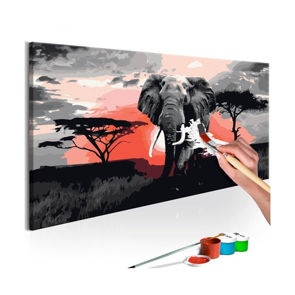 DIY set na tvorbu vlastního obrazu na plátně Artgeist Elephant, 80 x 40 cm
